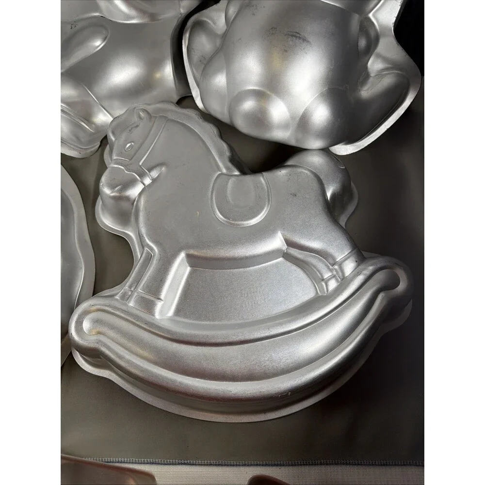 Vtg Wilton Character Cake Pan Lot (Set of 5) Lion, Horse, Bear, Butterfly, Train